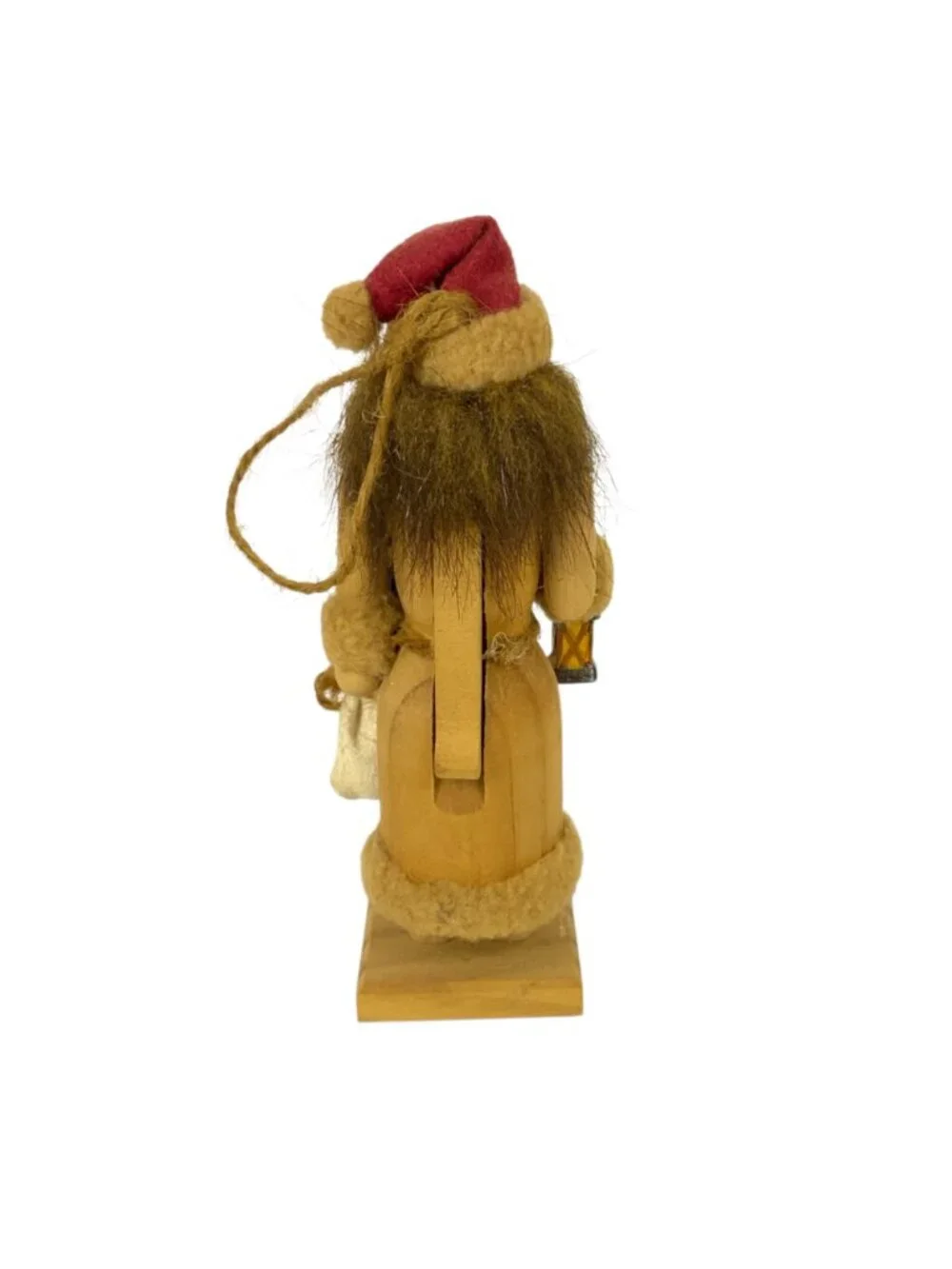 Handcrafted Wooden Santa Nutcracker Christmas Ornament Lantern Sack Of Pinecones